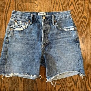 Agolde Rumi Mid Length High Waist Jean Shorts Denim Long Designer Size 26